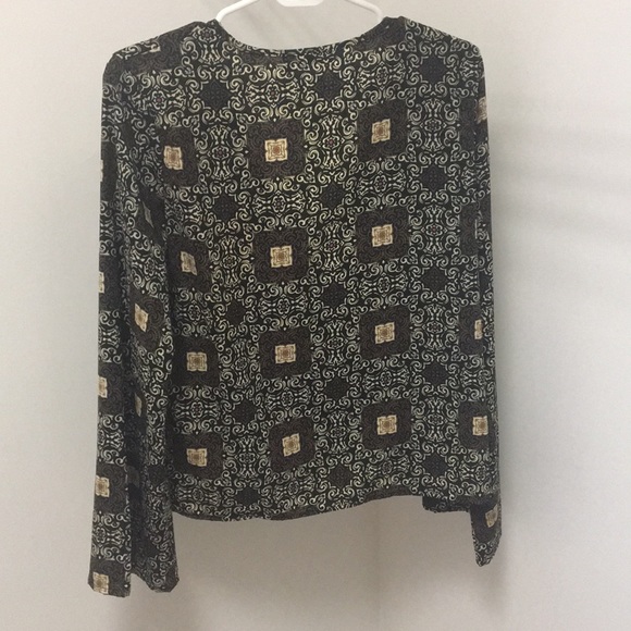 Blush Boutique | Black Print Faux Wrap Top - Picture 4 of 7